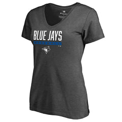 Toronto Blue Jays Women's Win Stripe V-Neck T-Shirt - Ash