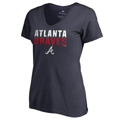 Atlanta Braves Women's Fade Out V-Neck T-Shirt - Navy