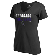 Colorado Rockies Women's Fade Out V-Neck T-Shirt - Black