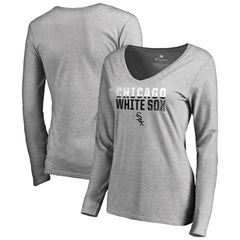 Chicago White Sox Women's Fade Out V-Neck Long Sleeve T-Shirt - Ash