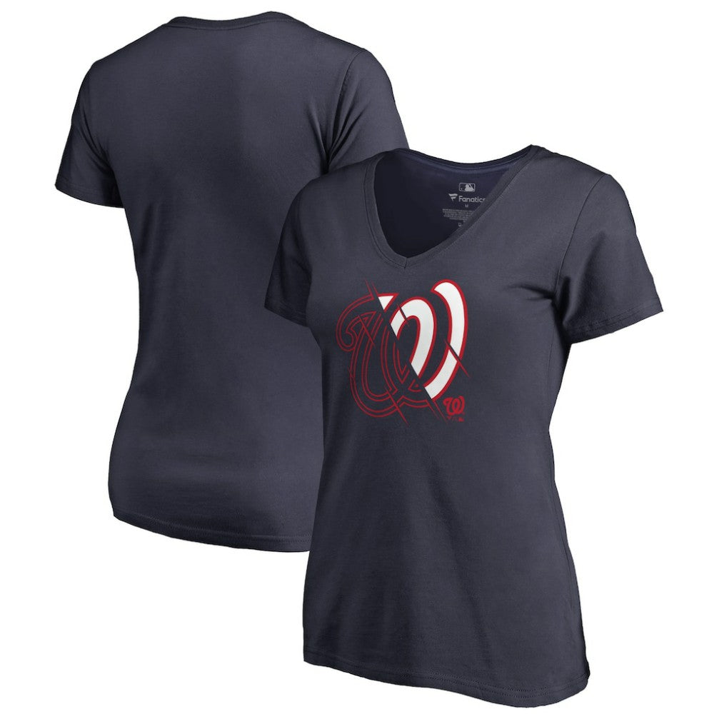 Washington Nationals Women's X-Ray V-Neck T-Shirt - Navy