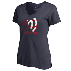 Washington Nationals Women's X-Ray V-Neck T-Shirt - Navy