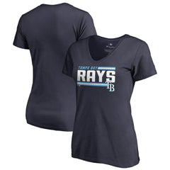 Tampa Bay Rays Women's Onside Stripe V-Neck T-Shirt - Navy