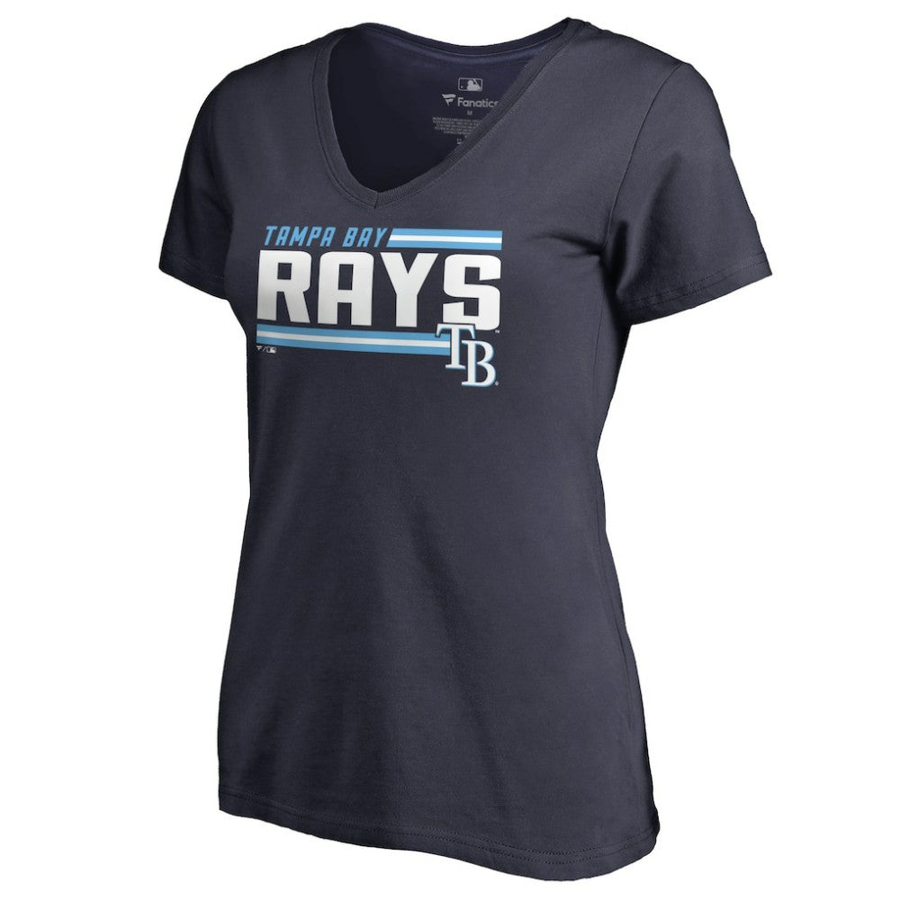 Tampa Bay Rays Women's Onside Stripe V-Neck T-Shirt - Navy