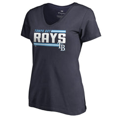 Tampa Bay Rays Women's Onside Stripe V-Neck T-Shirt - Navy