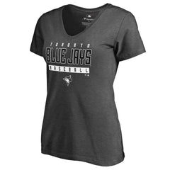 Toronto Blue Jays Women's Charcoal Stack V-Neck T-Shirt - Ash