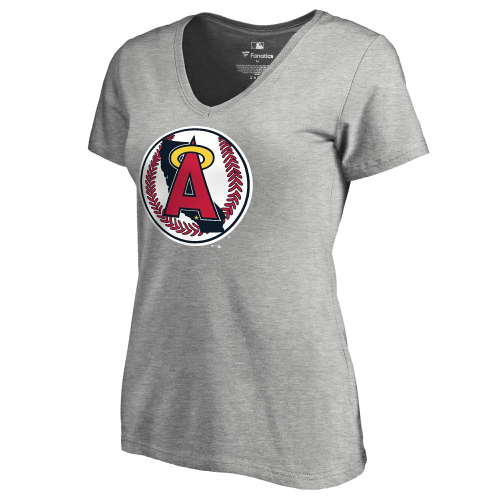 California Angels Women's Cooperstown Collection Vintage Forbes V-Neck T-Shirt - Heathered Gray