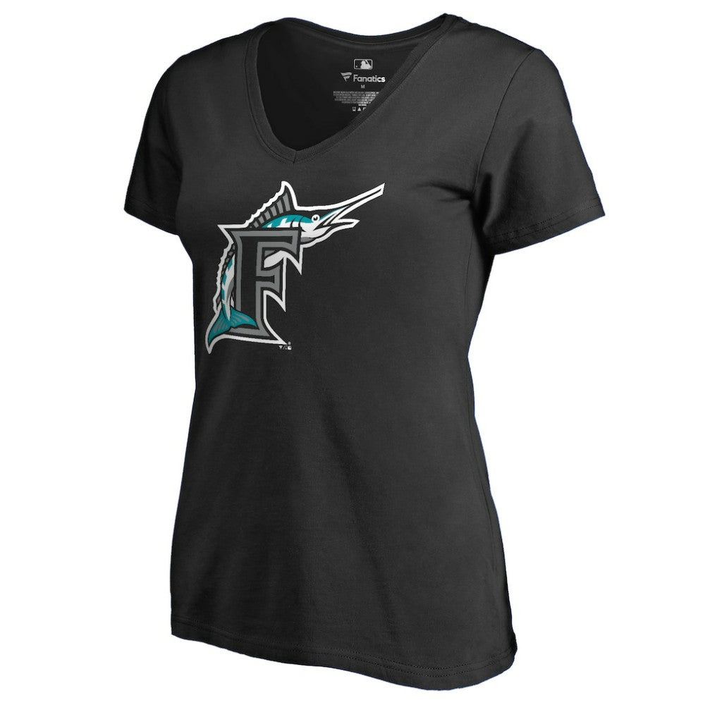 Florida Marlins Women's Cooperstown Collection Vintage Forbes V-Neck T-Shirt - Black