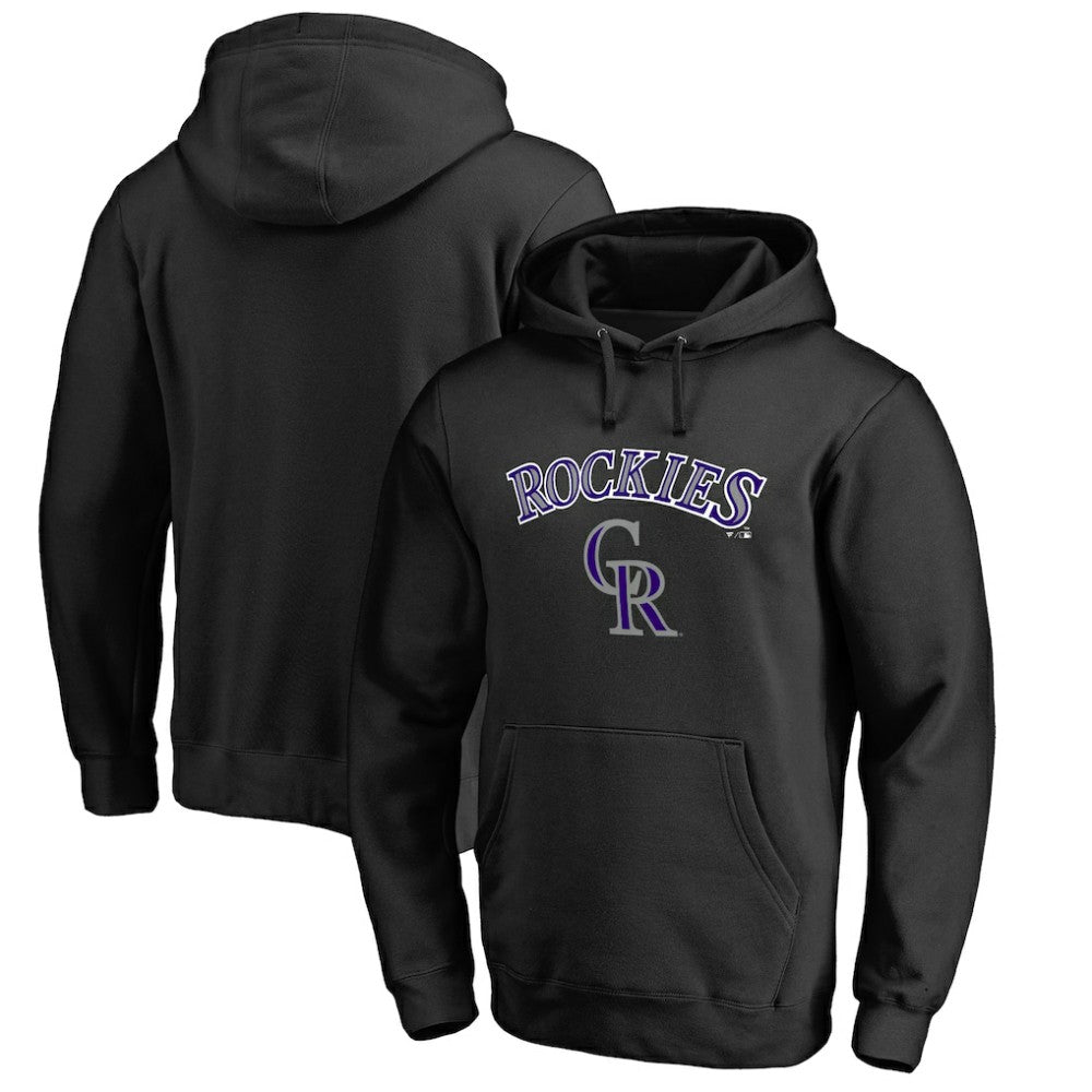 Colorado Rockies Team Lockup Fitted Pullover Hoodie - Black