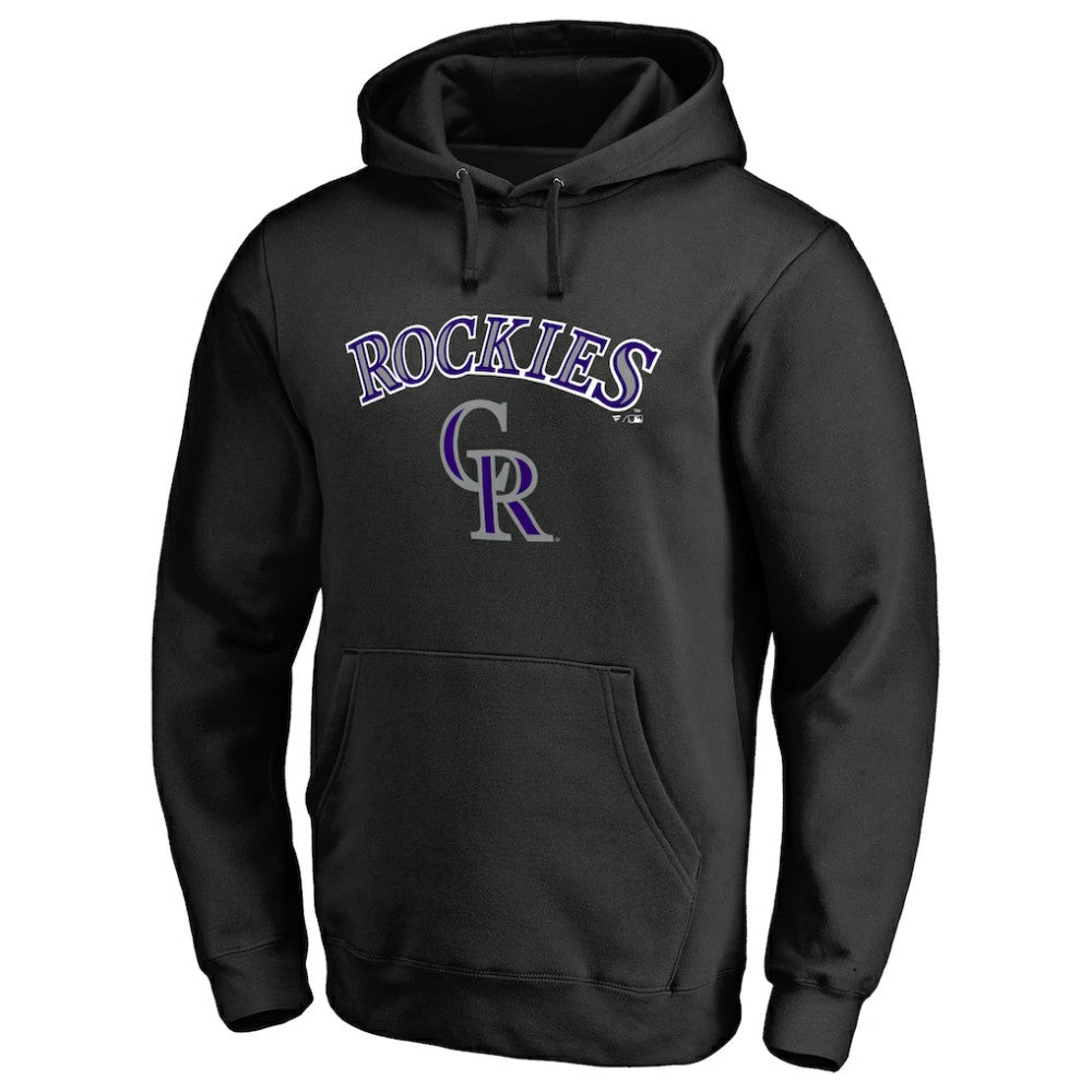 Colorado Rockies Team Lockup Fitted Pullover Hoodie - Black