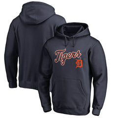 Detroit Tigers Team Lockup Fitted Pullover Hoodie - Navy