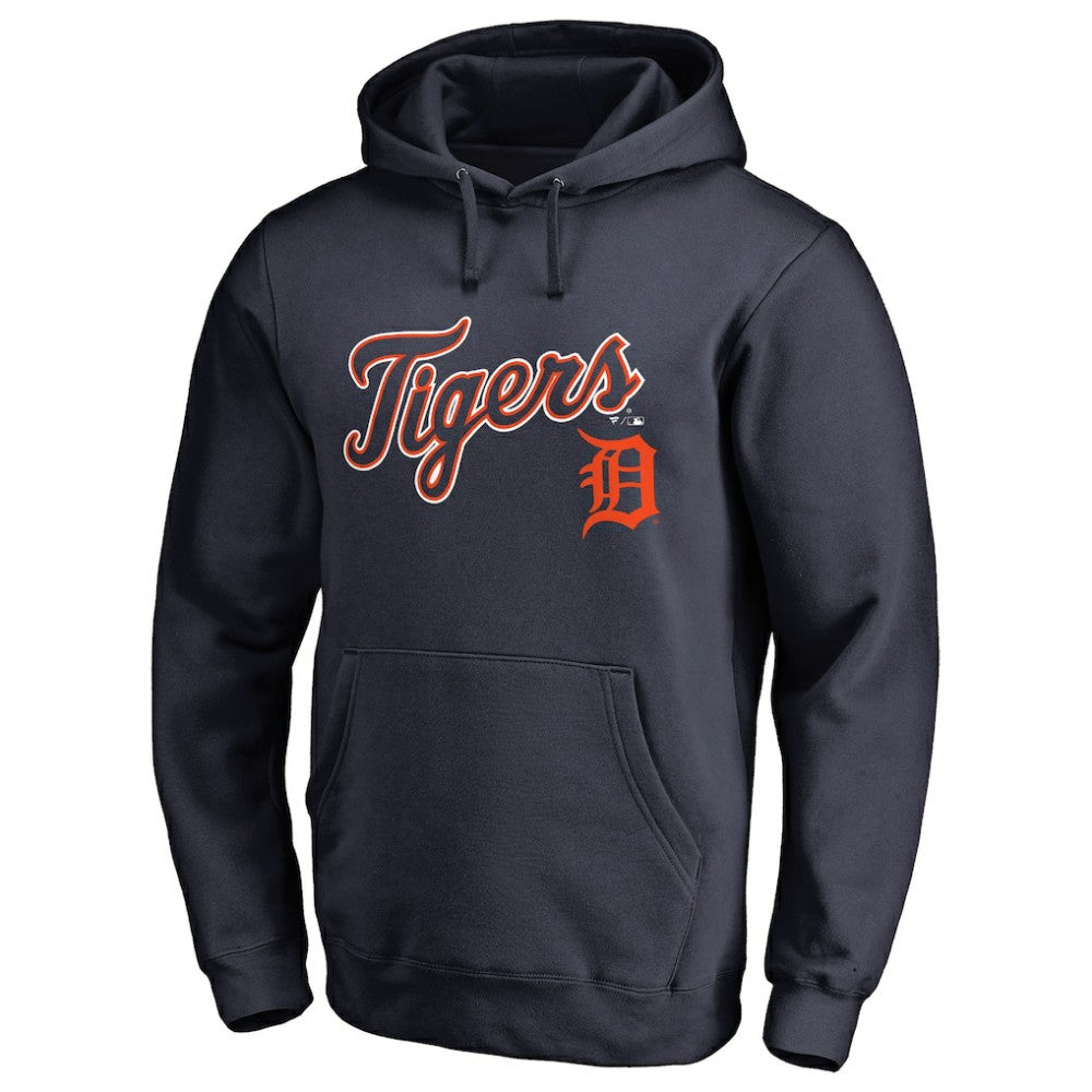 Detroit Tigers Team Lockup Fitted Pullover Hoodie - Navy