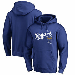 Kansas City Royals Team Lockup Fitted Pullover Hoodie - Royal