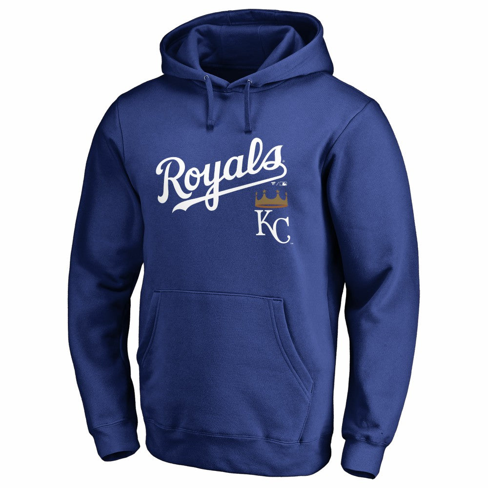 Kansas City Royals Team Lockup Fitted Pullover Hoodie - Royal