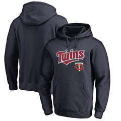 Minnesota Twins Team Lockup Fitted Pullover Hoodie - Navy