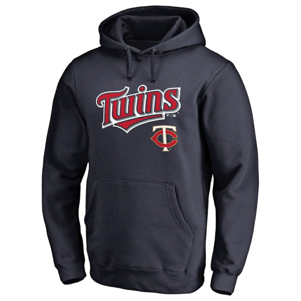 Minnesota Twins Team Lockup Fitted Pullover Hoodie - Navy