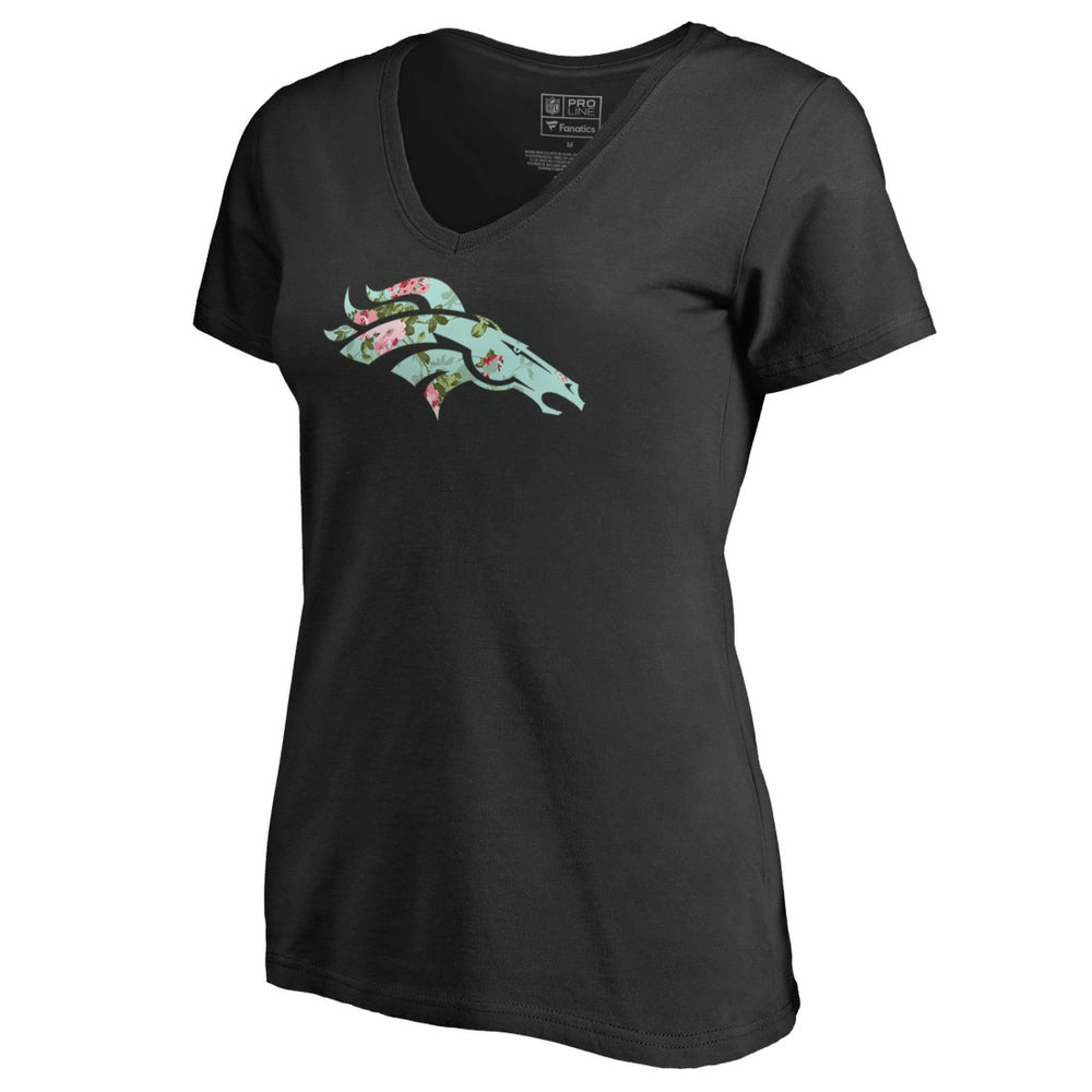 Denver Broncos Women's Lovely V-Neck T-Shirt - Black discount
