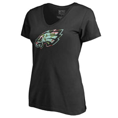 Philadelphia Eagles Women's Lovely V-Neck T-Shirt - Black sale