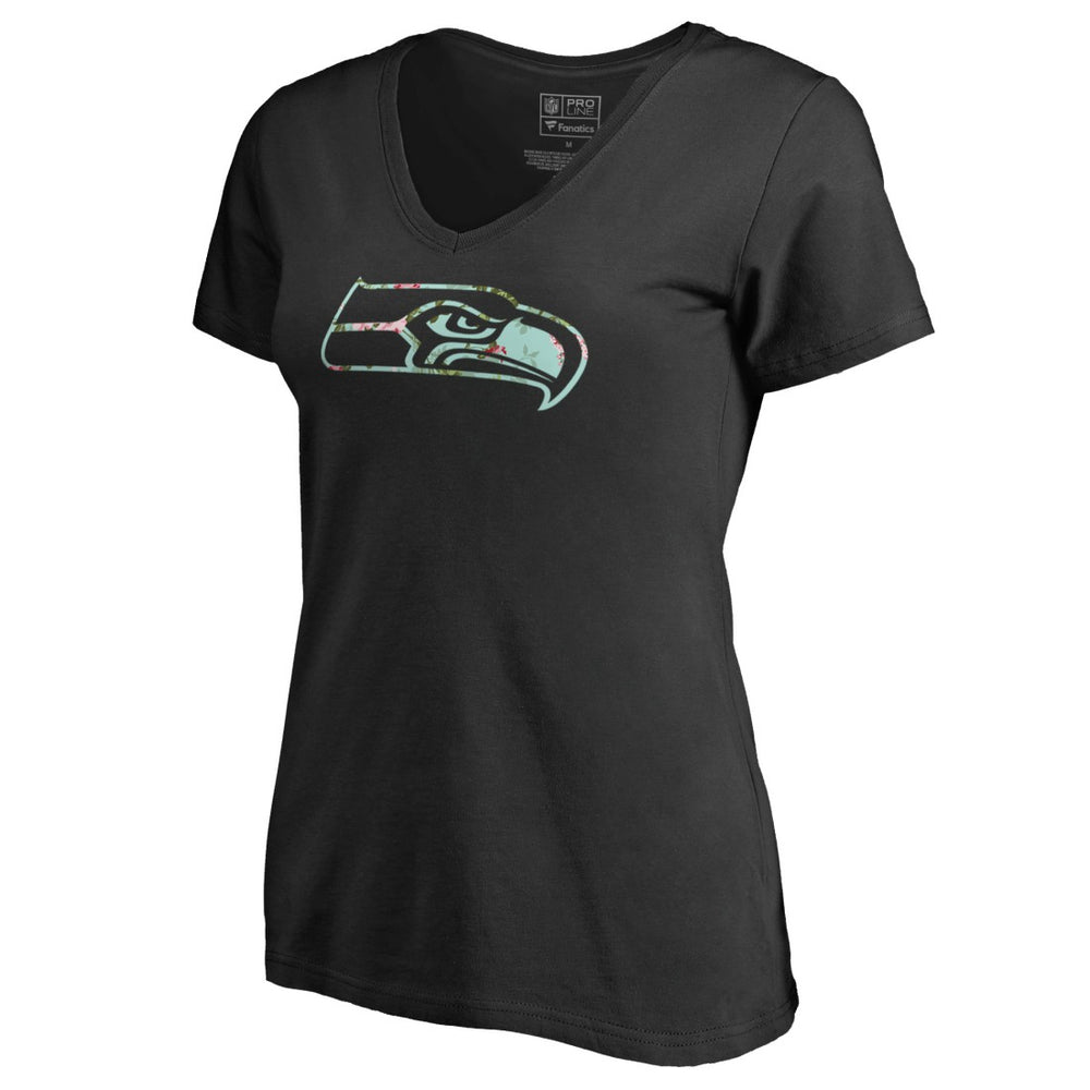 Seattle Seahawks Women's Lovely V-Neck T-Shirt - Black sale