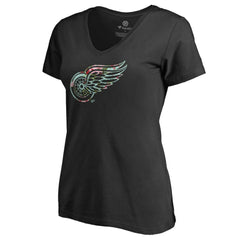 Detroit Red Wings Women's Lovely V-Neck T-Shirt Black