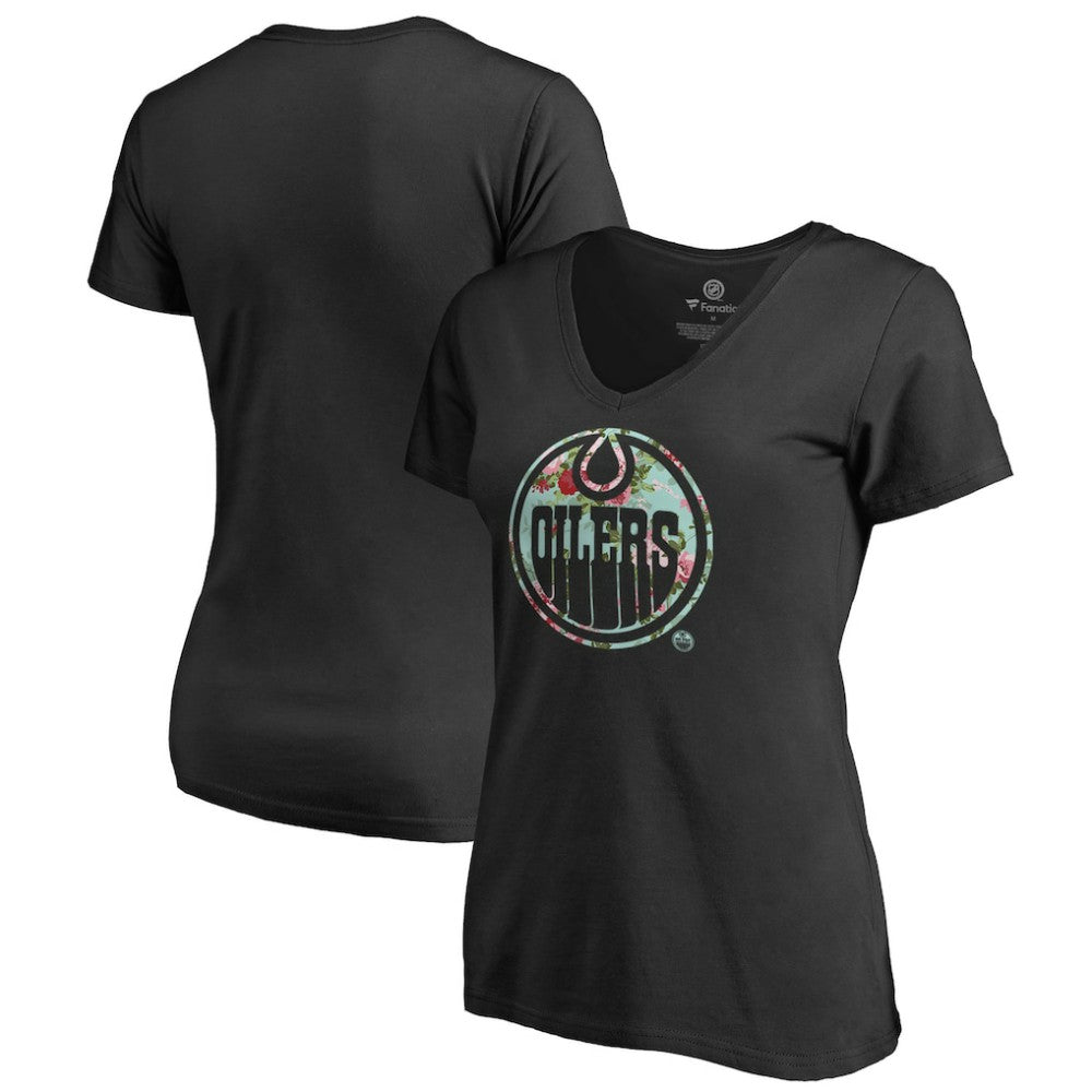 Edmonton Oilers Women's Lovely V-Neck T-Shirt Black
