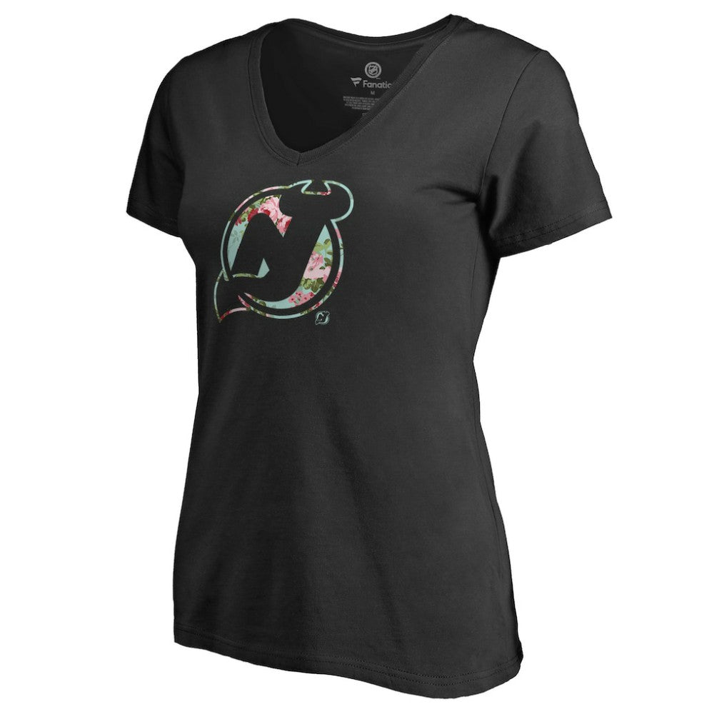 New Jersey Devils Women's Lovely V-Neck T-Shirt Black
