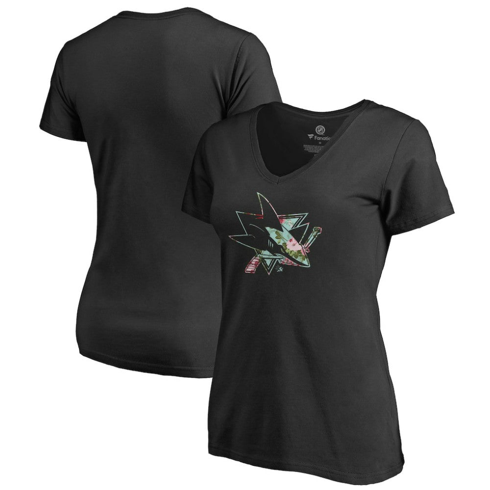 San Jose Sharks Women's Lovely V-Neck T-Shirt Black