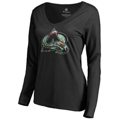 Colorado Avalanche Women's Lovely Long Sleeve V-Neck T-Shirt Black