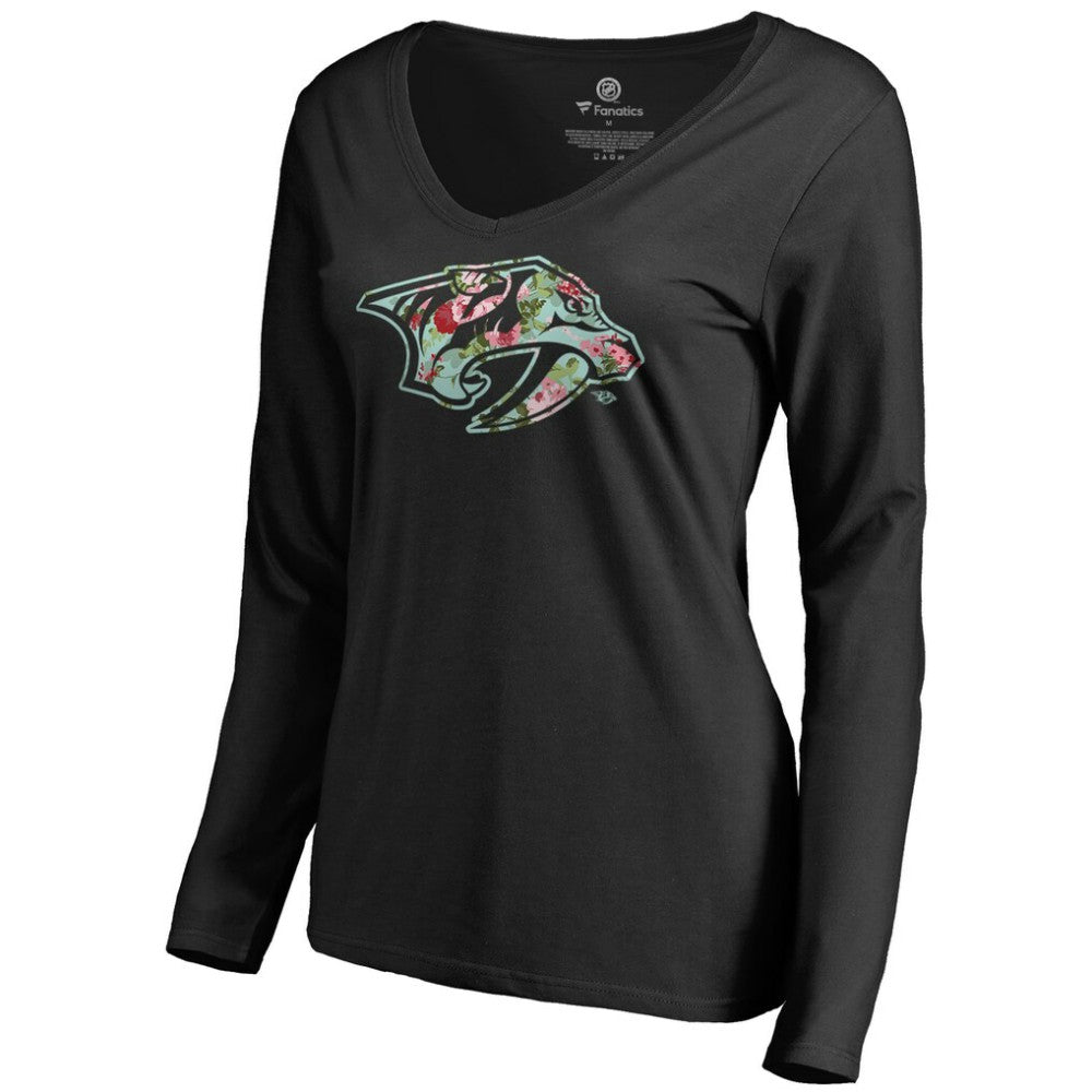 Nashville Predators Women's Lovely Long Sleeve V-Neck T-Shirt Black