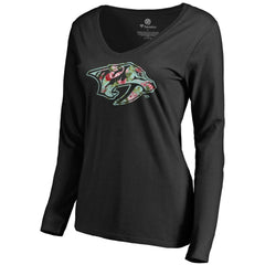 Nashville Predators Women's Lovely Long Sleeve V-Neck T-Shirt Black