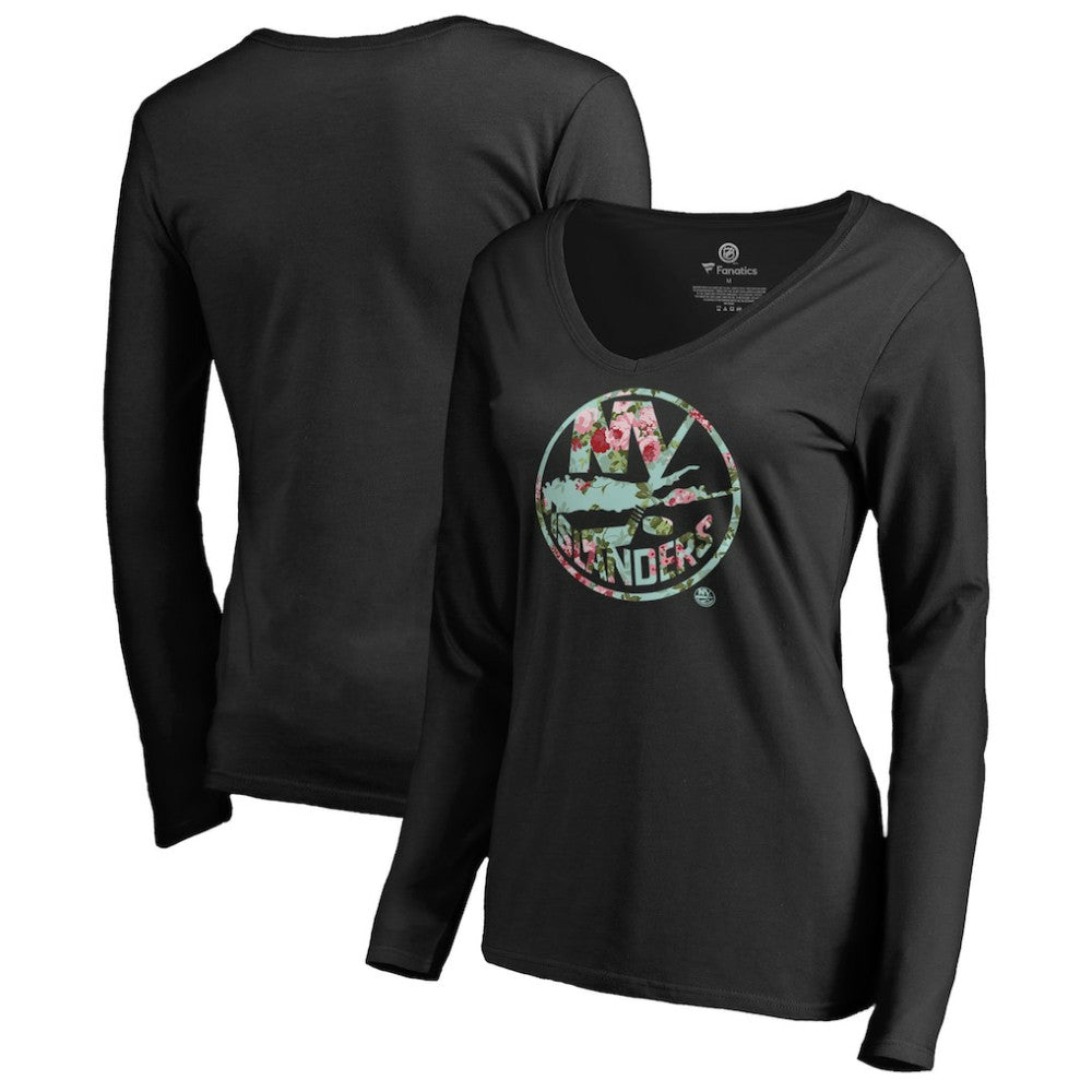 New York Islanders Women's Lovely Long Sleeve V-Neck T-Shirt Black