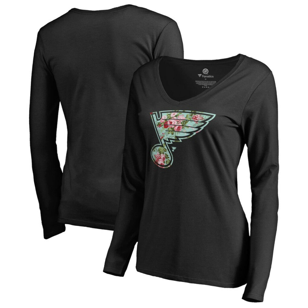 St. Louis Blues Women's Lovely Long Sleeve V-Neck T-Shirt Black