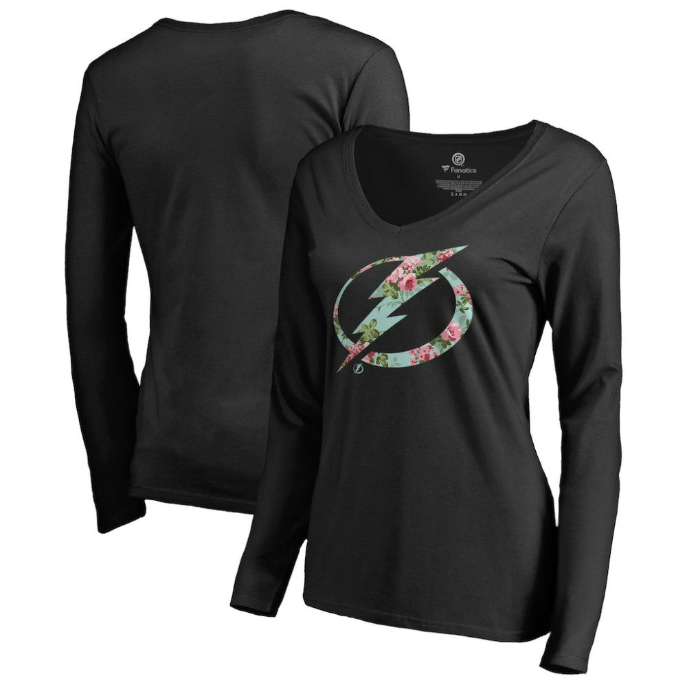 Tampa Bay Lightning Women's Lovely Long Sleeve V-Neck T-Shirt Black
