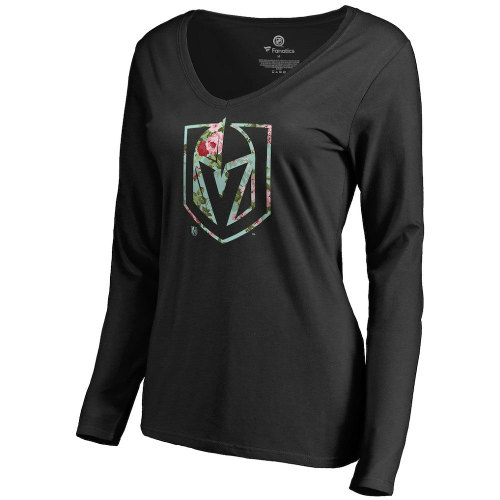 Vegas Golden Knights Women's Lovely Long Sleeve V-Neck T-Shirt Black