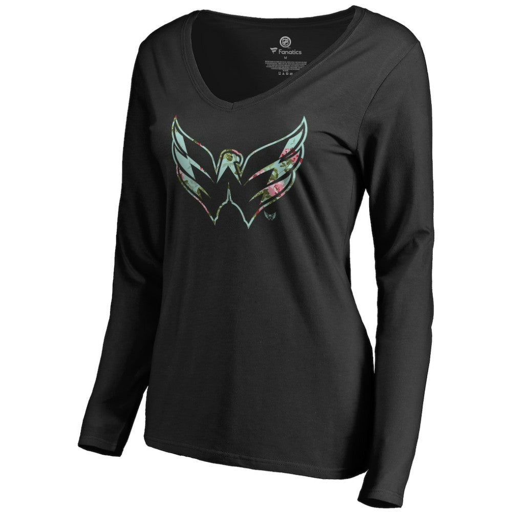 Washington Capitals Women's Lovely Long Sleeve V-Neck T-Shirt Black