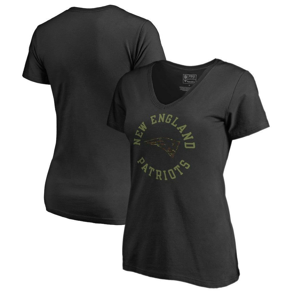 New England Patriots Women's Camo Collection Liberty V-Neck T-Shirt - Black cheap