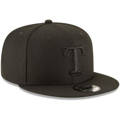 Texas Rangers Black on Black 9FIFTY Team Snapback Adjustable Hat - Black | New Era