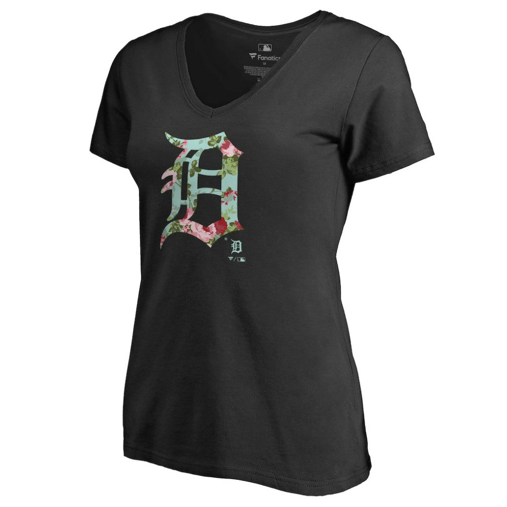 Detroit Tigers Women's Lovely V-Neck T-Shirt - Black