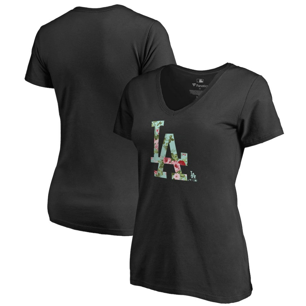 Los Angeles Dodgers Women's Lovely V-Neck T-Shirt - Black