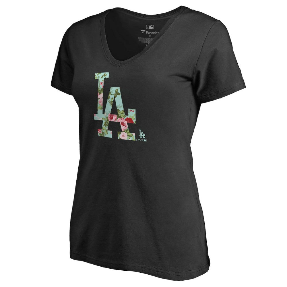 Los Angeles Dodgers Women's Lovely V-Neck T-Shirt - Black