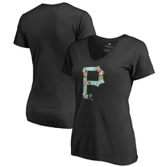 Pittsburgh Pirates Women's Lovely V-Neck T-Shirt - Black