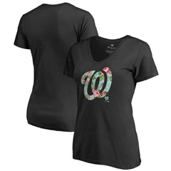 Washington Nationals Women's Lovely V-Neck T-Shirt - Black