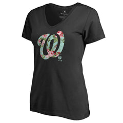 Washington Nationals Women's Lovely V-Neck T-Shirt - Black