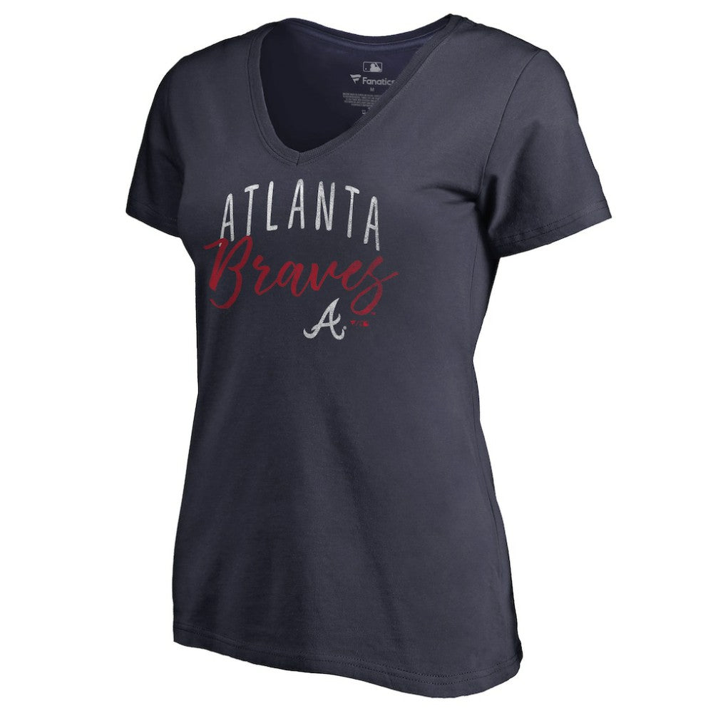 Atlanta Braves Women's Graceful V-Neck T-Shirt - Navy