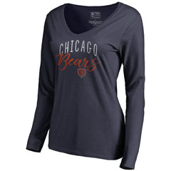 Chicago Bears Women's Graceful Long Sleeve V-Neck T-Shirt - Navy for sale