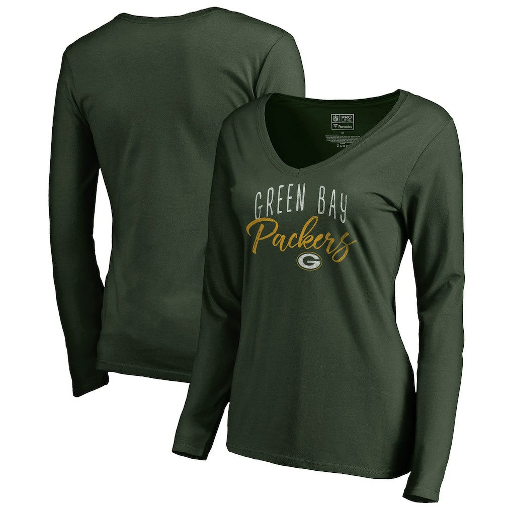 Green Bay Packers Women's Graceful Long Sleeve V-Neck T-Shirt - Green online