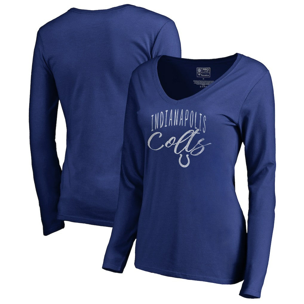 Indianapolis Colts Women's Graceful Long Sleeve V-Neck T-Shirt - Royal sale