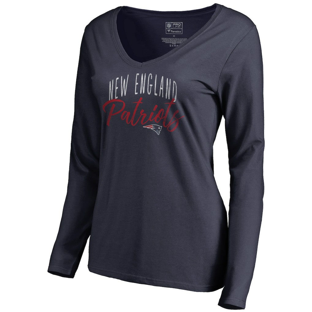 New England Patriots Women's Graceful Long Sleeve V-Neck T-Shirt - Navy cheap