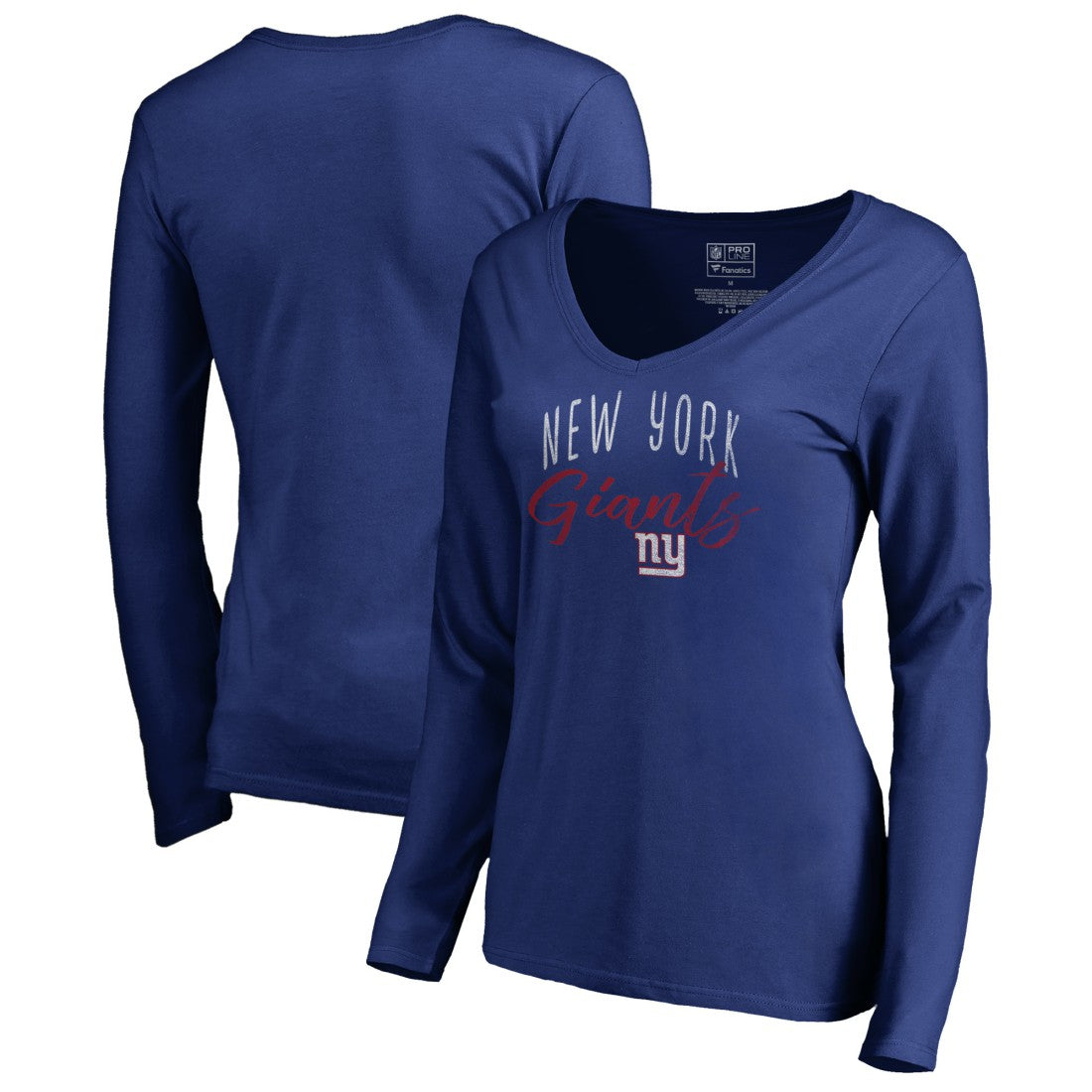 New York Giants Women's Graceful Long Sleeve V-Neck T-Shirt - Royal discount