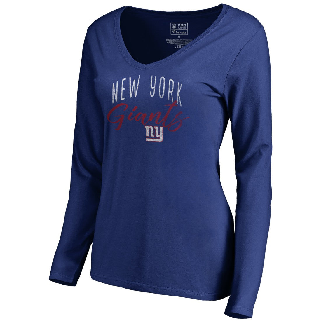 New York Giants Women's Graceful Long Sleeve V-Neck T-Shirt - Royal discount